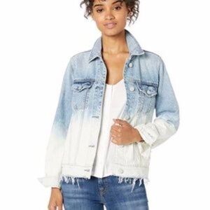 BlankNYC Women's Jean Jacket Size XS Ombre Distressed Dip Dyed Trucker Oversized